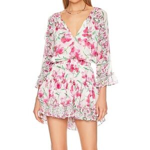 Misa Eliza pink floral print mini dress